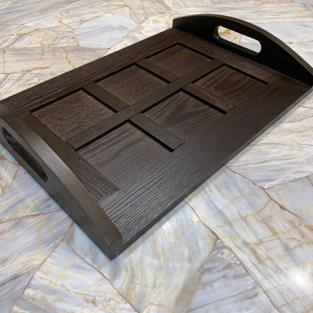 AWood Serving Tray With Cut Out Handles 12 by 16